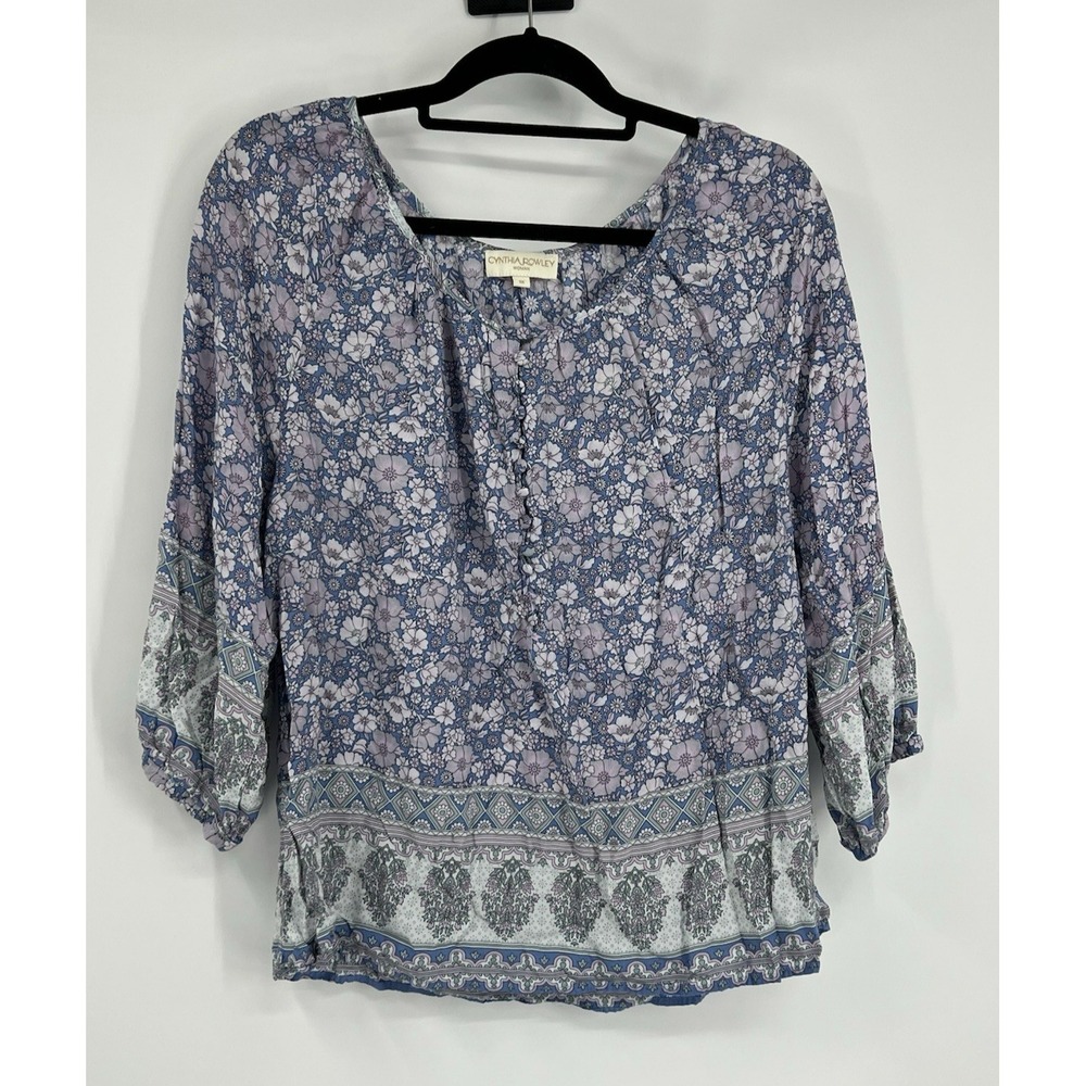 Cynthia Rowley Cottagecore Floral Blouse Women's Size 1X Boho Paisley Peasant